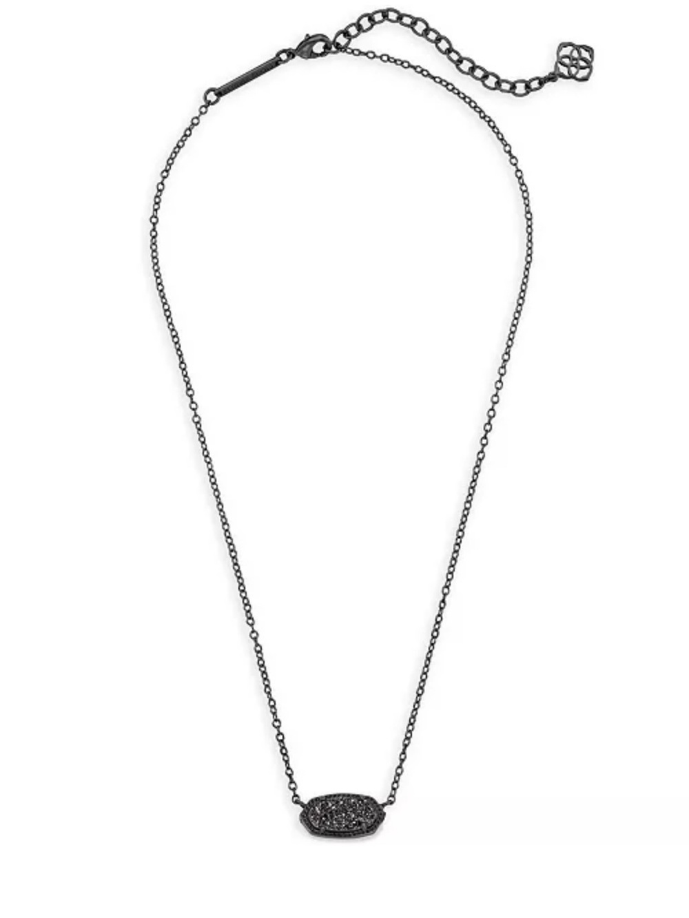 Kendra Scott Black Pave Oval Pendant Necklace -